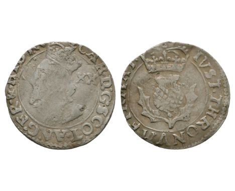 1637-1642 AD. Third coinage. Obv: profile bust with 'XX' behind and CAR D G SCOT ANG FR & HIB R legend. Rev: crowned thistle 