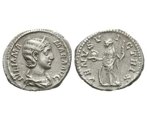 221-232 AD. Rome mint. Obv: IVLIA MAMAEA AVG legend with diademed and draped bust right. Rev: VENVS VICTRIX legend with Venus