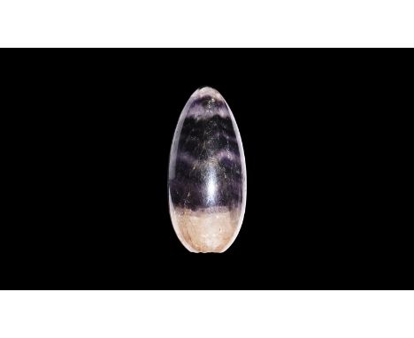 An ovoid blue john finial or desktop stamp seal handle, drilled from the wide end. See Bonewitz, Dr. Ronald Louis, Rocks & Mi
