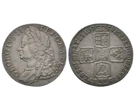 Dated 1758 AD. Old bust. Obv: profile bust with GEORGIVS II DEI GRATIA legend. Rev: cruciform arms with M B F ET H REX F D B 