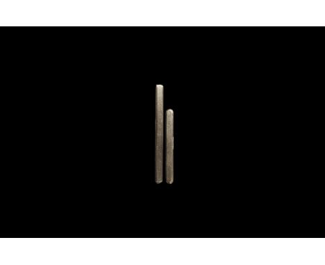 9th-12th century AD. A pair of silver square section ingot rods. Cf. Hardh, B. Silver in the Viking Age: A Regional-Economic 