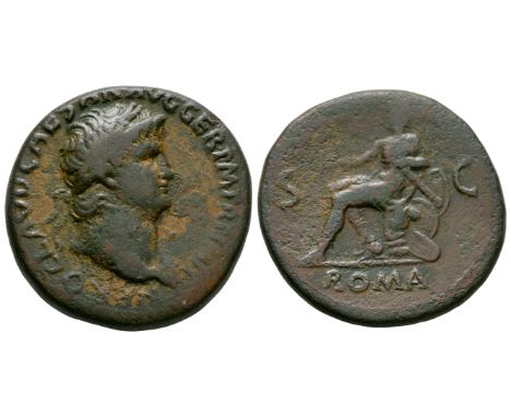 65 AD. Rome mint. Obv: NERO CLAVD CAESAR AVG GER PM TR P IMP PP legend with laureate head right. Rev: ROMA legend beneath Rom