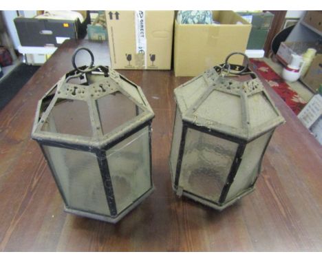 Pair of vintage outdoor hanging lamps A/F
