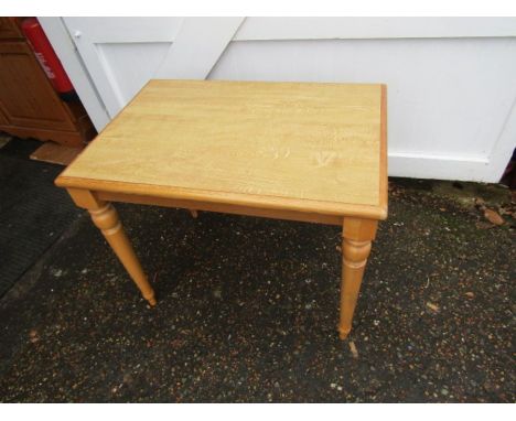 Pine table wit light Oak veneered top H74cm Top 65cm x 91cm approx