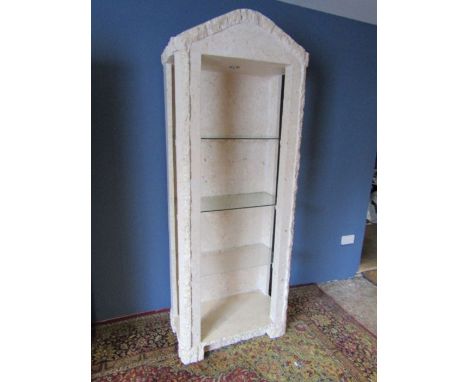 Italian Marble effect display cabinet with glass shelves and light H203cm W80cm D43cm approx