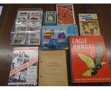 Mixed ephemera- Wills cigarette cards, a set of railways 52 playing cards and some vintage books