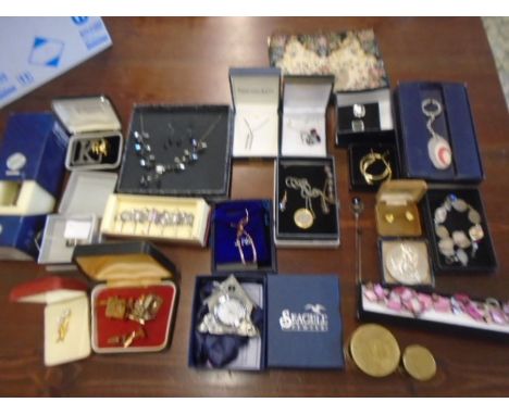  Costume jewellery- boxed sets, a shoe box of costume, cufflinks etc plus a Corgi Charlie Chaplin figure and 2 brass trinket 