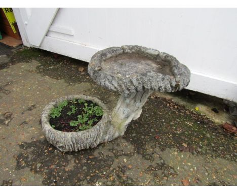Concrete bird bath with planter H45cm approx