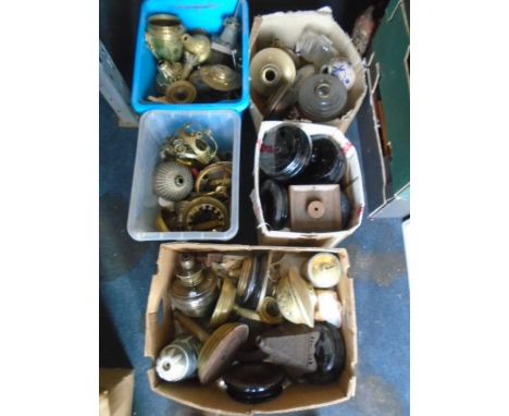 Oil lamp accessories, job lot of bases, shades, accessories, funnels etc