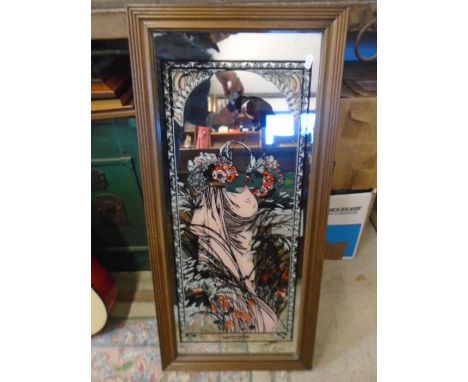 Art deco mirror in wooden frame