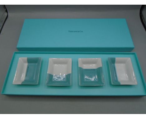 Tiffany &amp; co 'colour block vide poche set' trinket dishes, in original box and store bag