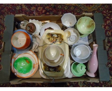 2 Boxes of assorted china to incl Carlton ware, Burleigh ware, Spode, Sylvac, Alfred Meakin, Susie Copper etc