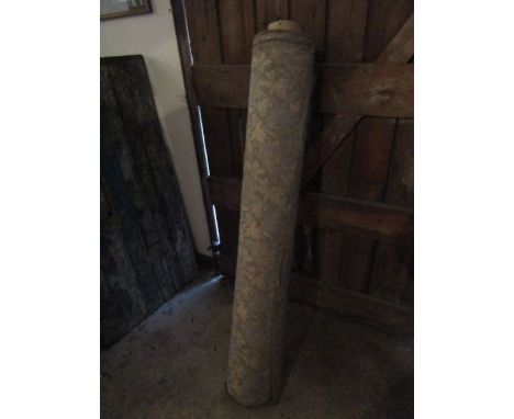 Part roll of vintage floral upholstery fabric 140cm wide with 5cm thickness of fabric all around central cardboard tube
