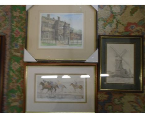 'beach bums' limited edition print depicting horses on the beach, a Felbrigg Hall ltd edition print and a print of The Stacey
