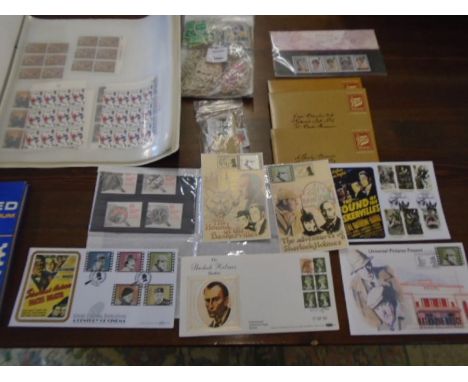 Stamps- Loose stamps, Sherlock Holmes first day covers and others