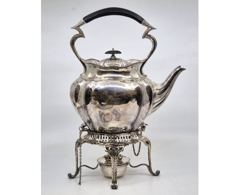 A Victorian silver kettle on stand with burner, by William Hutton &amp; Sons Ltd, London 1899, the kettle of ovoid form, with