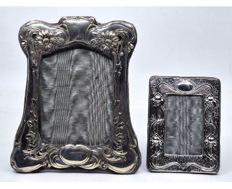 An Art Nouveau silver easel back photograph frame, by Horton &amp; Allday, Birmingham 1902, pierced and repousse flowers and 