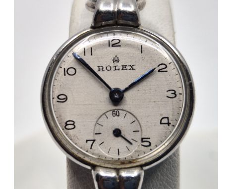 A Rolex stainless steel ladies' wrist watch, having signed circular Arabic numeral dial with outer minutes track and Arabic n