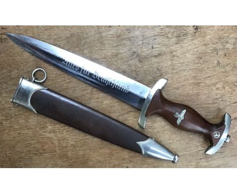 German NSKK dagger 1933 model, member number 22992 etched into scabbard and hiltof blade, makers mark WKC Solingen to blade &