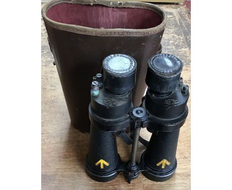 Pre WW1 British military Binoculars by Barr & Stroud 7 x CF41 1900 pattern, yellow broad-arrow to body with Original Case 