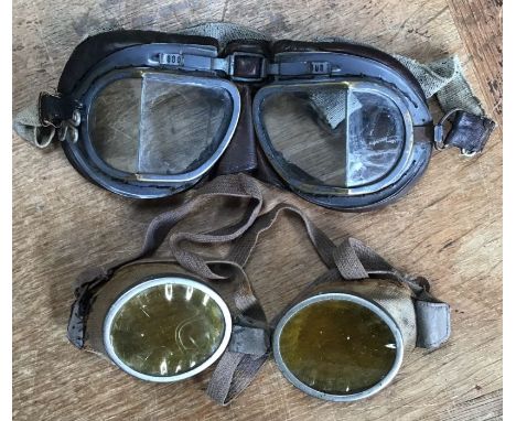 Two WW2 RAF flying goggles one rarer low light set.(belonged to Sgt Collet who was the radio operator/gunner on a Wellington 
