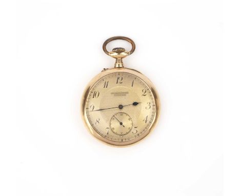 Oscar Frésard, a gold pocket watch, Switzerland, early 20th century, of open-faced design, the engraved gilt dial with enamel