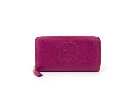 No Reserve, Gucci, a Soho pink leather zip-around walletGold tone hardware19cm wide, 10cm high