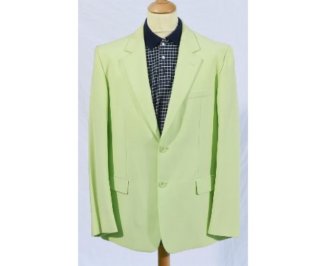 GIANNI VERSACE 2000 Chartreuse coloured men's wool suit 44" chest * 36" waist * 40" unhemmed leg) silk lined.(Cost £1000 in 2