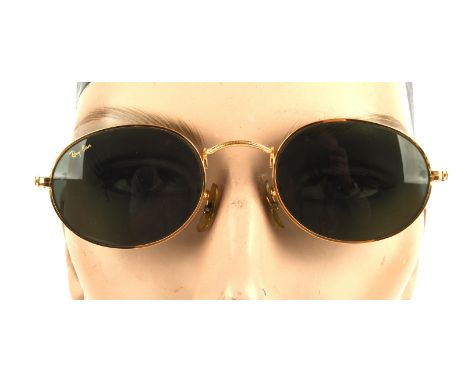 RAY BAN boxed 1980s gold-plated Arista sunglasses W0976 by BAUSCH & LAMB in original case with paperwork and cloths...Vintage