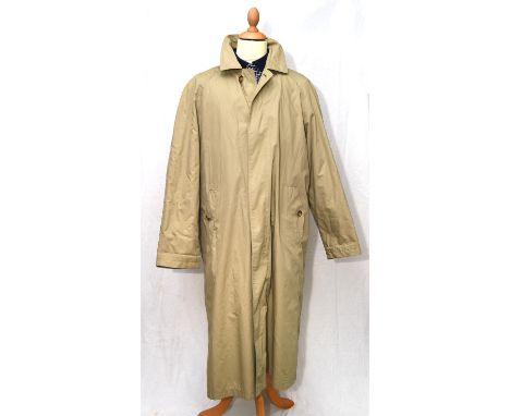 YVES SAINT LAURENT a vintage oversize 1980s buff coloured rain mac with zip -out fleece lining UK42 Condition Report:  Good c