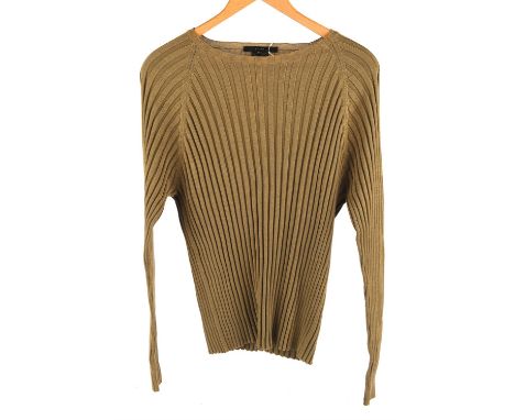 GUCCI khaki green cotton ribbed sweater 1990s UK XLCondition Report:  Appears unworn. Light hanger-bumps on shoulders