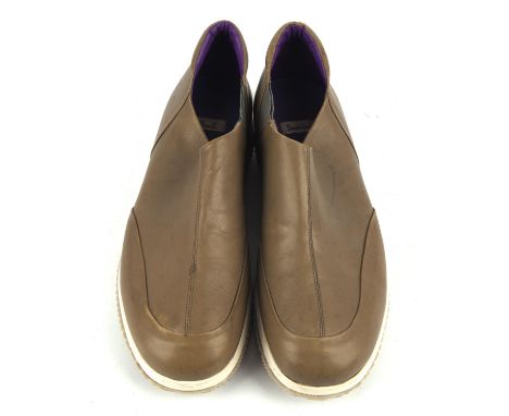 PAUL SMITH grey leather slip-on trainers with purple linings UK11Condition Report:  Worn once good condition with a few light