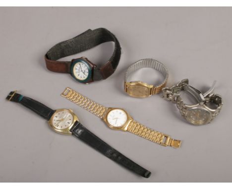 Five gents wristwatches including Rytima, Rotary, Timex etc.
