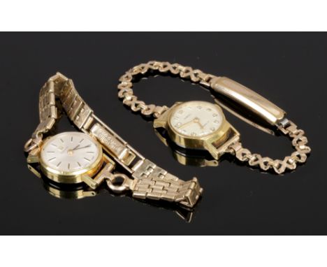 A manual gold plated ladies Tissot bracelet watch along with a similar manual micro watch.