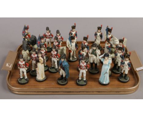 A battle of Waterloo theme composite chess set.
