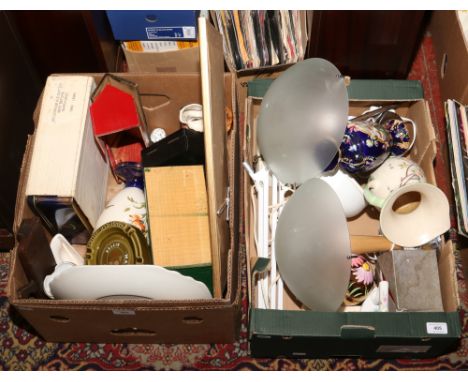 Two boxes of miscellaneous to include angle poise lamp, Royal Albert, boxed Millennium ale etc.