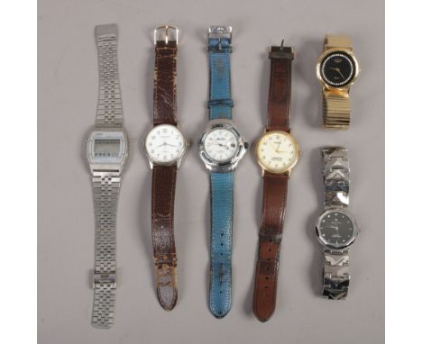 Six gents wristwatches including Timex, Rotary etc.