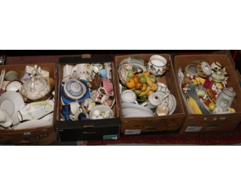 Four boxes of miscellaneous to include Carltonware, Cottageware, Noritake, Masons, Crestedware etc.