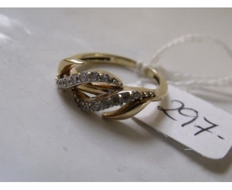 A double row diamond ring set in 14ct gold mount  approx size 'O'        