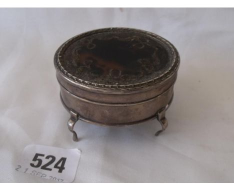 An oval trinket box with tortoiseshell panel   Birm 1908 by WC 60g      