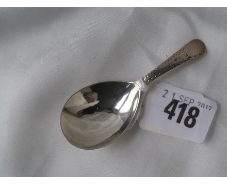 George III oe bright cut caddy spoon Lon 1739 by TW 9g  