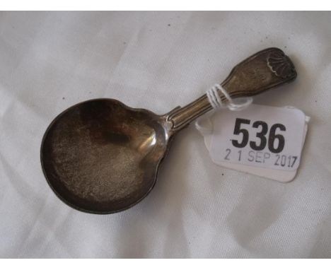 Victorian heavy fiddle thread& shell caddy spoon  Lon 1851 by GA 32g       