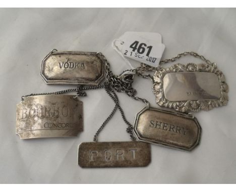 A bottle ticket "Bourbon Concord" Birm  mod and four others 40g      
