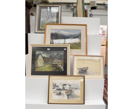 A quantity of late 19th / 20th century oils, watercolours and mixed media works, to include Janice Hingley, Serena R Hutton (