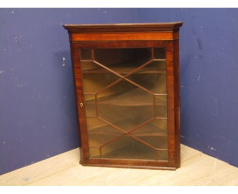 Large Georgian hanging 3 shelf corner cupboard with glazed front 81Wx45Dx106H cm 