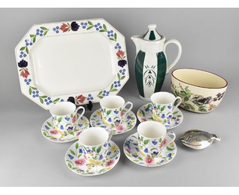 A Collection of Ceramics to Comprise Adams 'Old Colonial' Platter, Chatsworth Floral Decorated Tea Set, French Art Deco Hot W