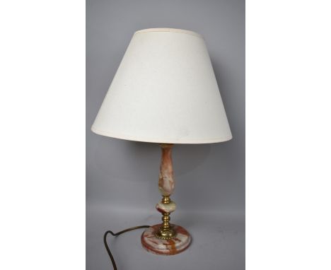 An Onyx and Brass Table Lamp with Shade 