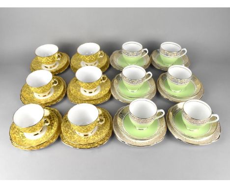 A Regency Yellow and Gilt Decorated Tea Set to Comprise Six Saucers, Six Side Plates and Six Cups Together with a Diamond Chi