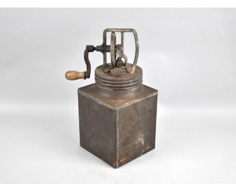 A Vintage Tin Plate Blow Butter Churn