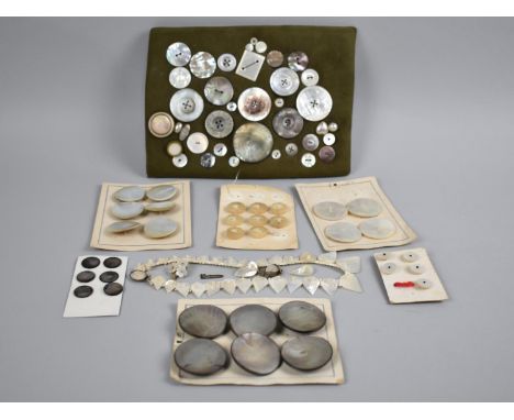 A Collection of Various Mother of Pearl Buttons together with a Similar Necklace and Earring Suite (AF)